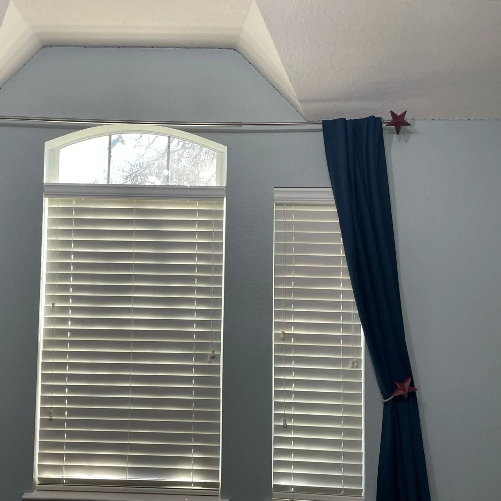 Pottery Barn Kids Red Star Curtain Holdback & Classic Brush Nickel Curtain Rod